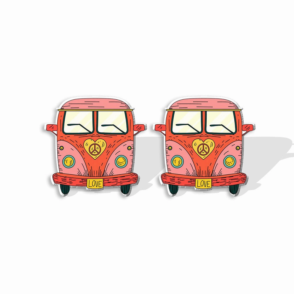 Wholesale Sunflower School Bus Heat Shrink Sheet Acrylic Earrings
