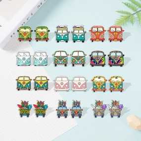 Wholesale Sunflower School Bus Heat Shrink Sheet Acrylic Earrings