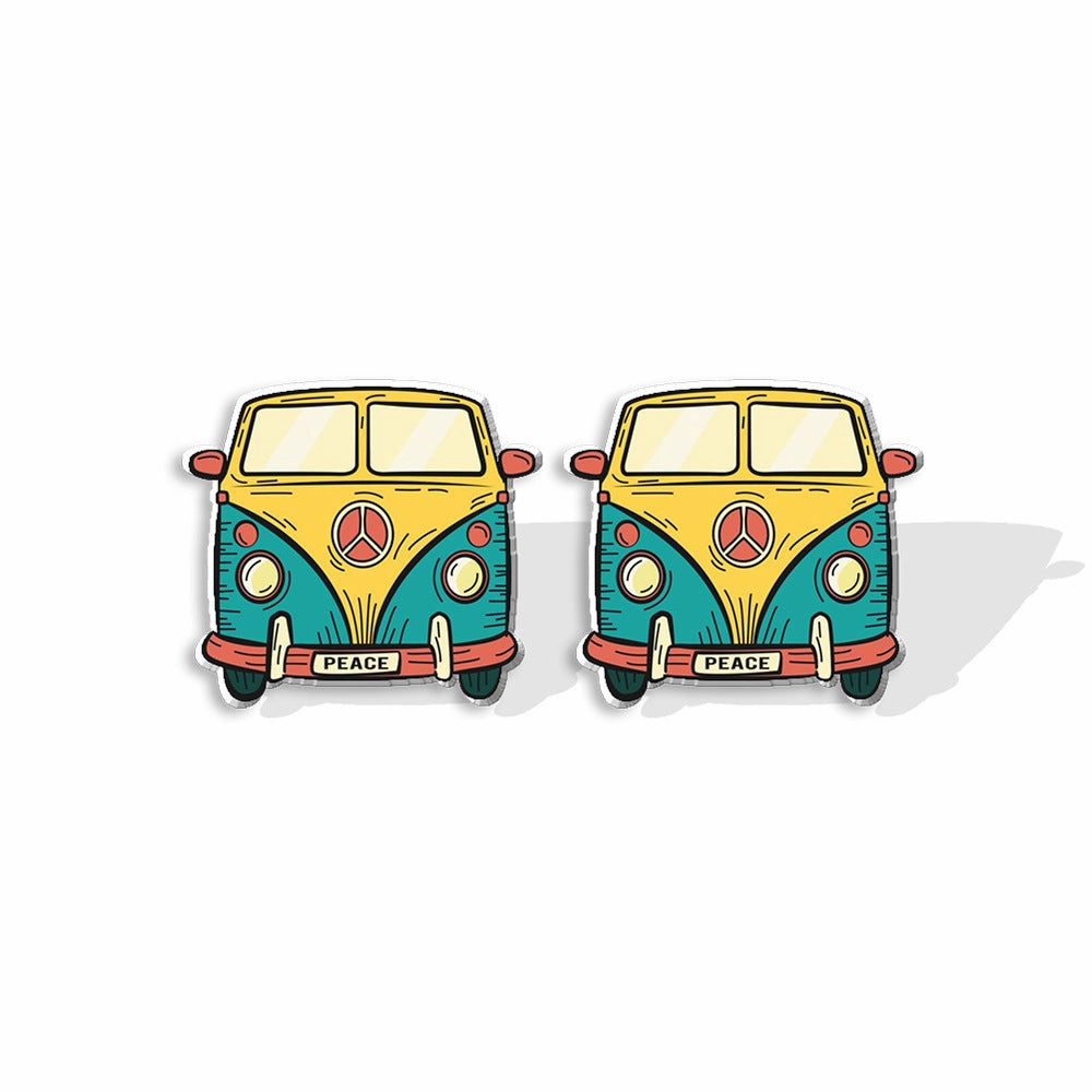 Wholesale Sunflower School Bus Heat Shrink Sheet Acrylic Earrings