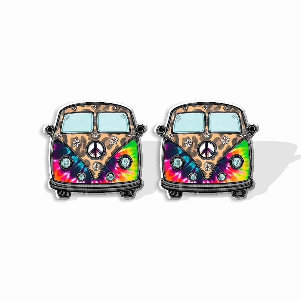 Wholesale Sunflower School Bus Heat Shrink Sheet Acrylic Earrings