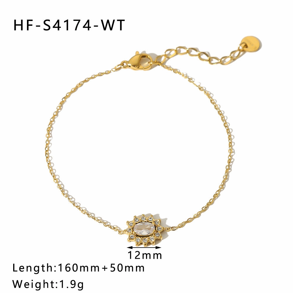 Wholesale Sunflower Stainless Steel Bracelet Love Zircon Geometric Bracelet