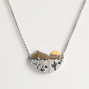 Wholesale Sunset Mountains Pendant Necklace Stainless Steel