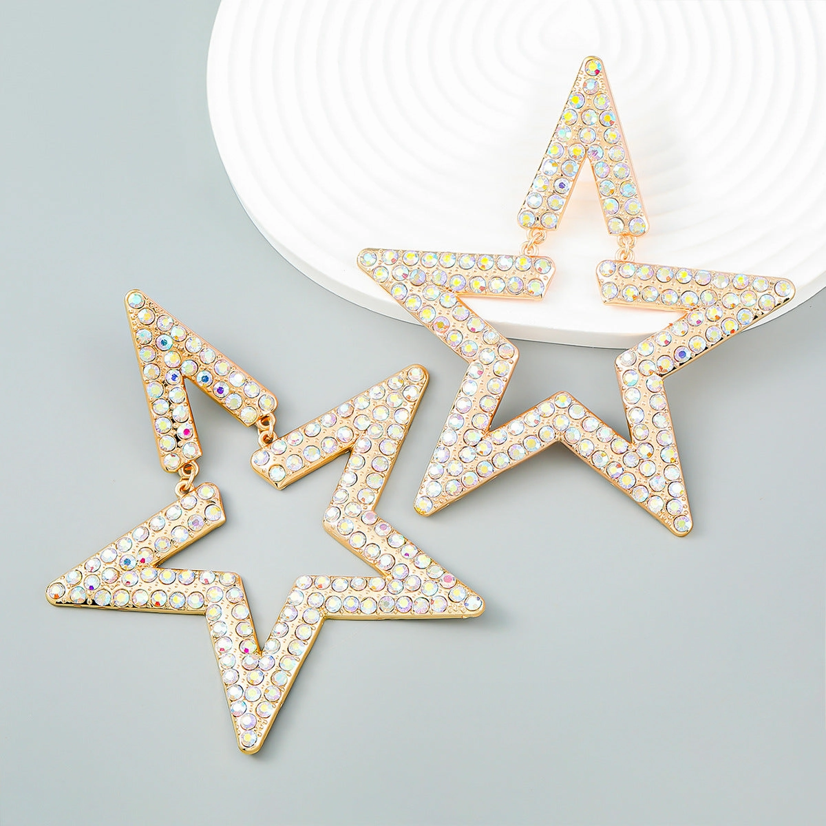 Wholesale Super Flash Fancy Diamond Alloy Diamond Star Earrings