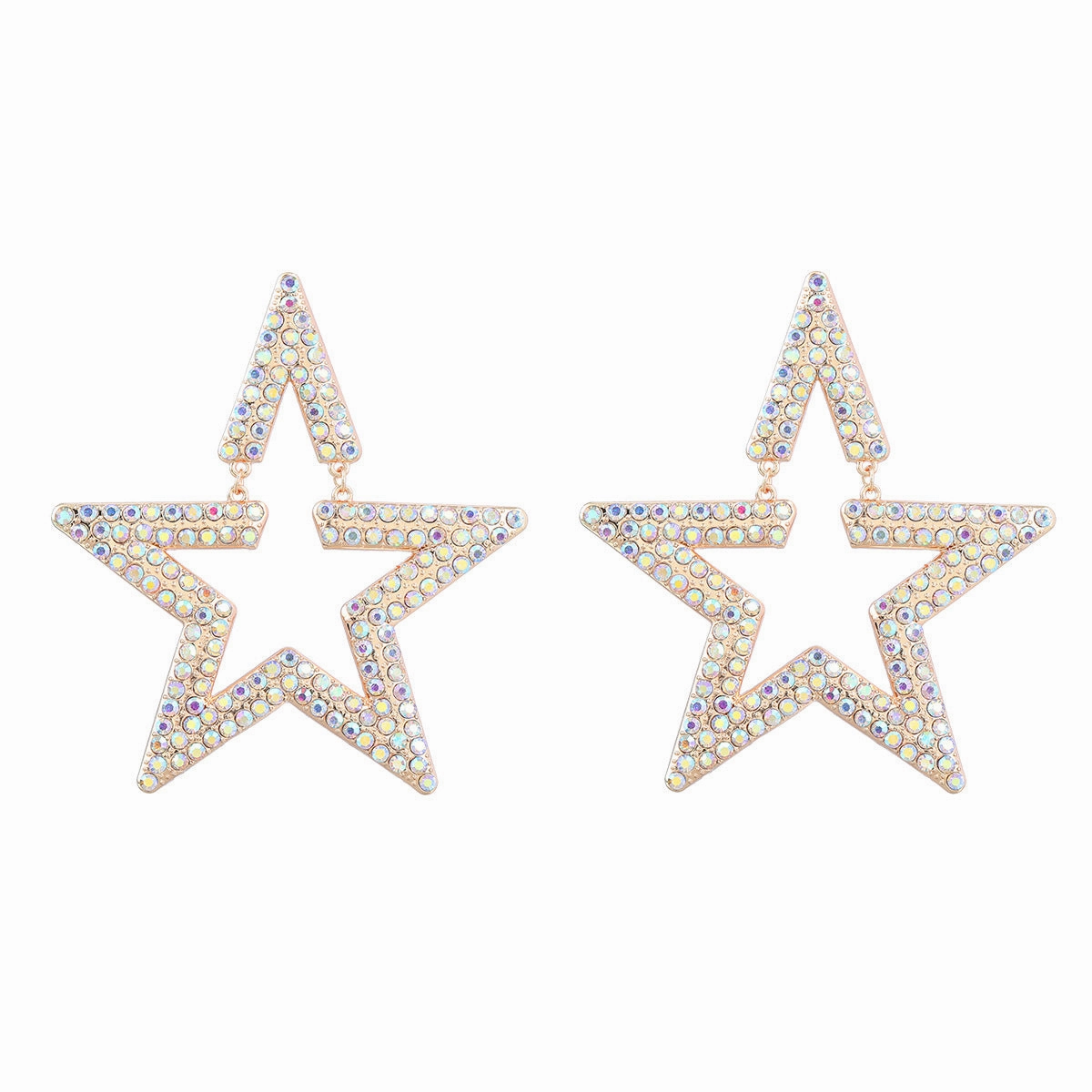 Wholesale Super Flash Fancy Diamond Alloy Diamond Star Earrings