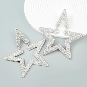 Wholesale Super Flash Fancy Diamond Alloy Diamond Star Earrings