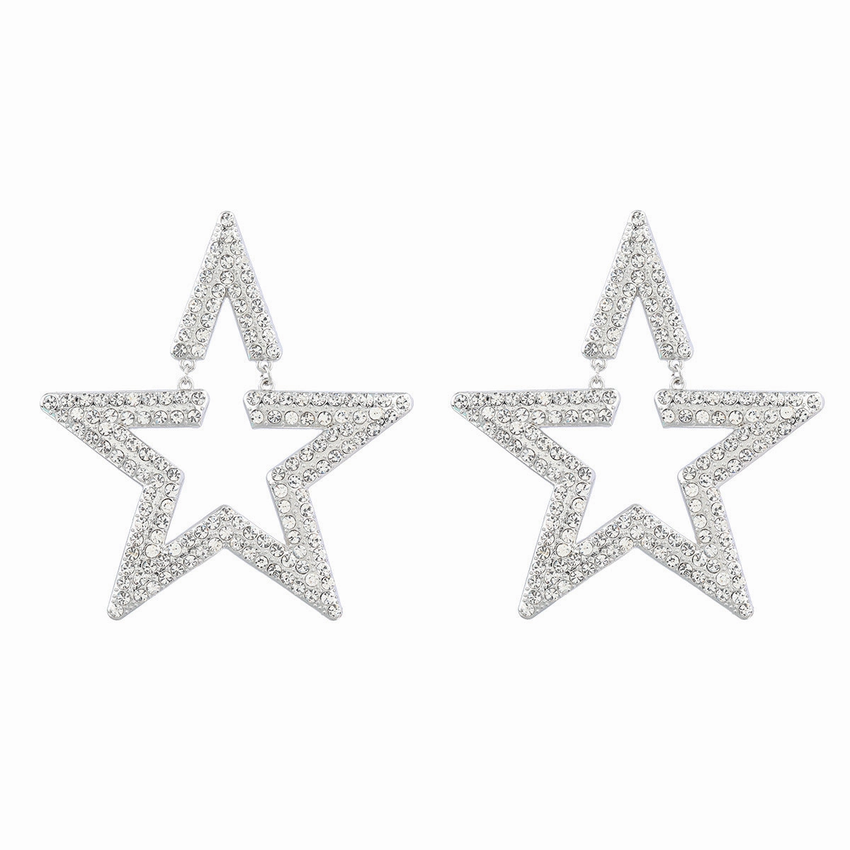 Wholesale Super Flash Fancy Diamond Alloy Diamond Star Earrings