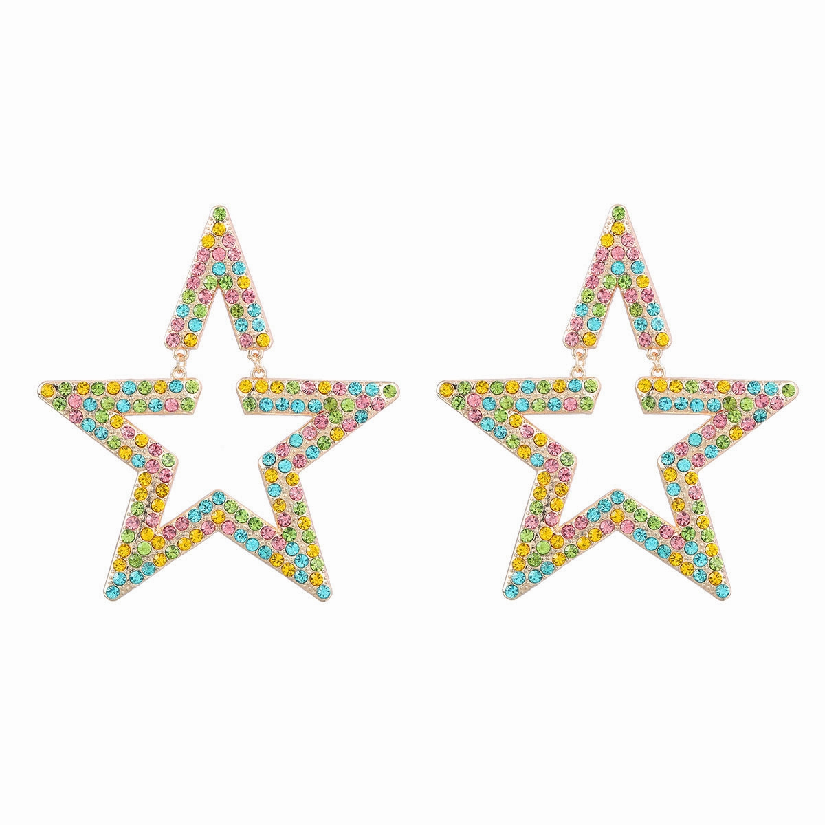 Wholesale Super Flash Fancy Diamond Alloy Diamond Star Earrings