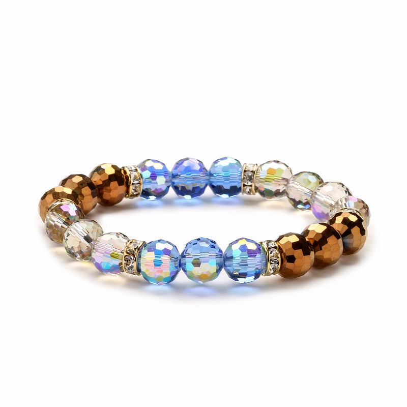 Wholesale Super Flash Round Beads 10MM Crystal Glass Multicolor String Beads Bracelet