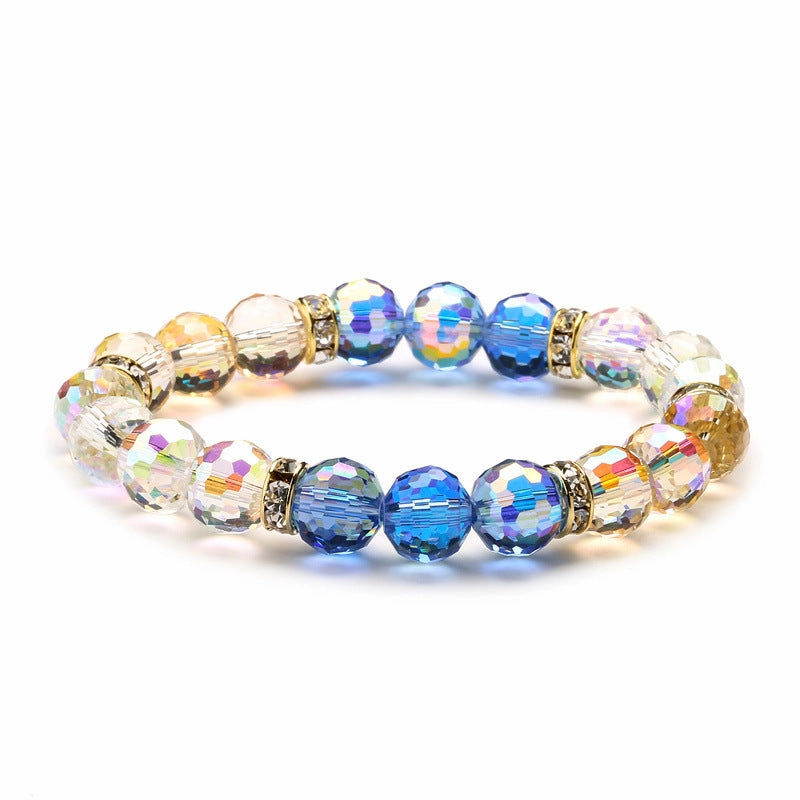 Wholesale Super Flash Round Beads 10MM Crystal Glass Multicolor String Beads Bracelet