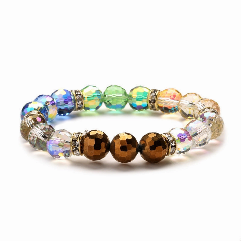 Wholesale Super Flash Round Beads 10MM Crystal Glass Multicolor String Beads Bracelet