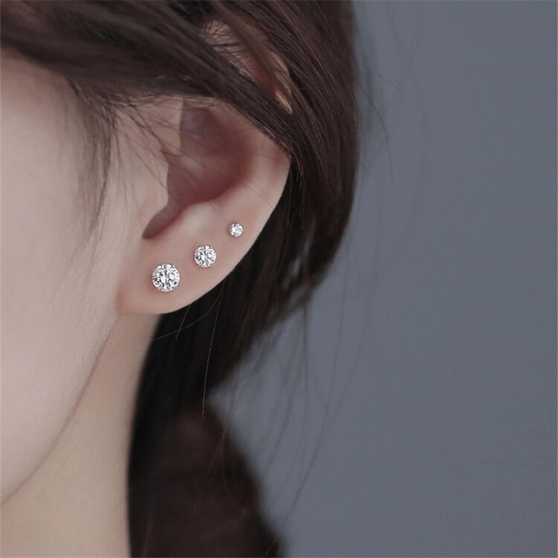 Wholesale Super Flash Zircon 925 Sterling Silver Small Earrings Set
