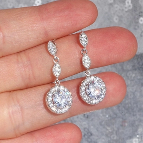 Wholesale Super Flash Zircon Tassel Round Bag Copper Earrings