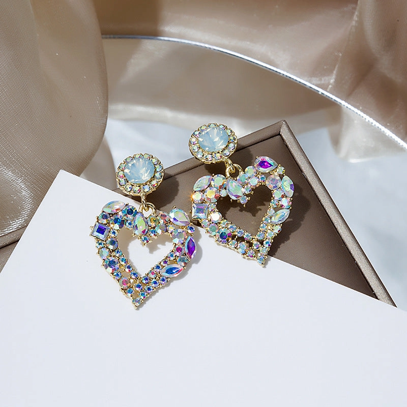 Wholesale Super Shiny Crystal Diamond Heart Earrings