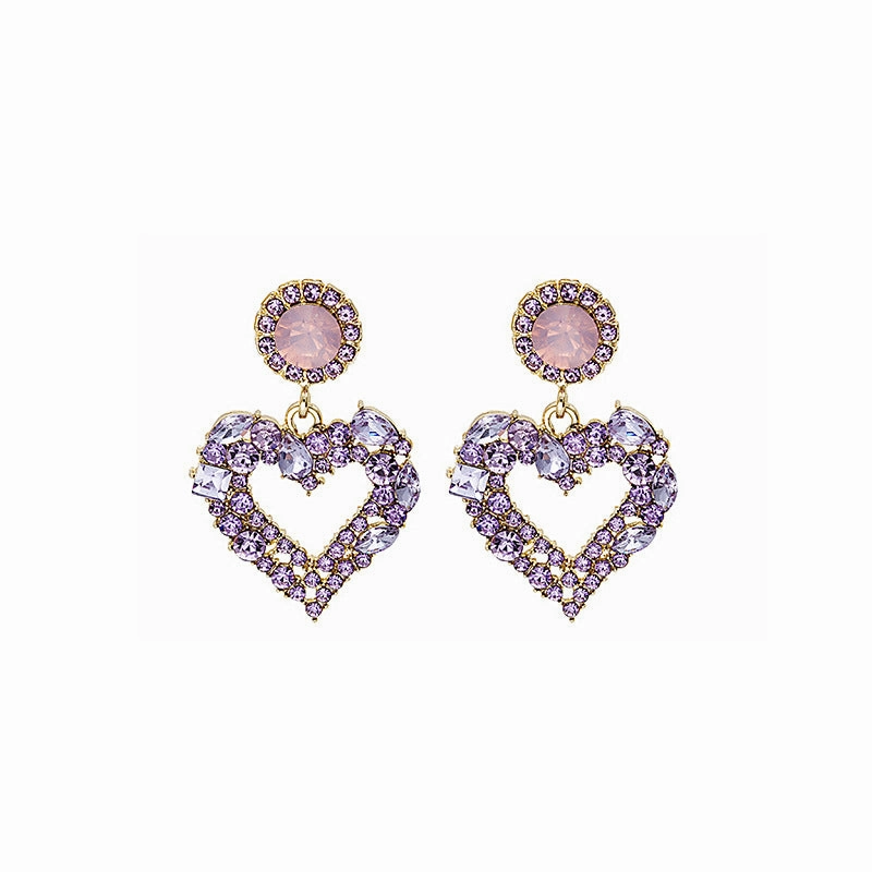 Wholesale Super Shiny Crystal Diamond Heart Earrings
