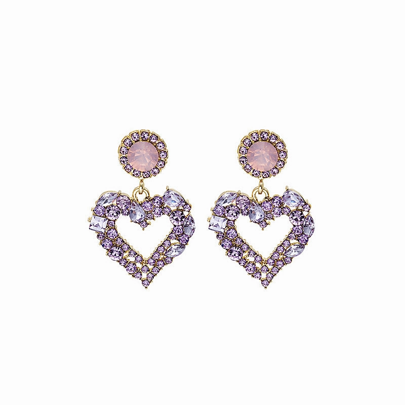 Wholesale Super Shiny Crystal Diamond Heart Earrings