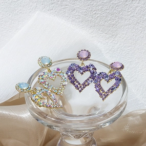 Wholesale Super Shiny Crystal Diamond Heart Earrings