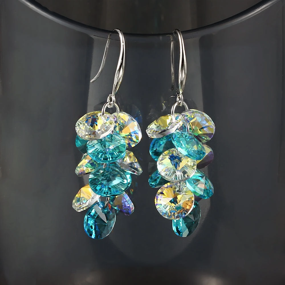 Wholesale Super Shiny Synthetic Crystal Light Purple Multi-Layered Disc Color Earrings
