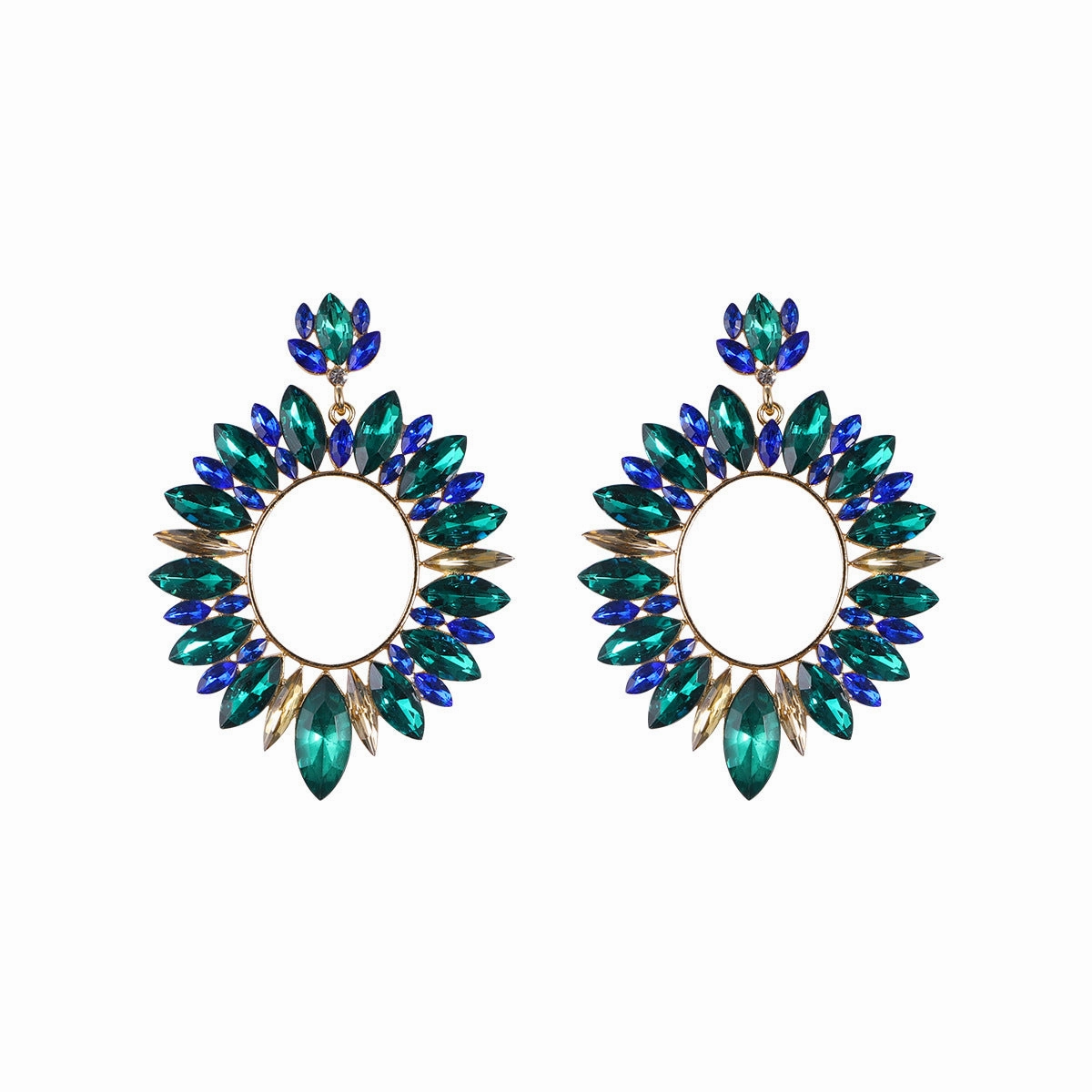 Wholesale Super Sparkling Round Banquet Alloy Diamond Earrings