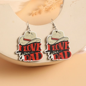 Wholesale Superman LOVEPAPA Printed Wooden Earrings