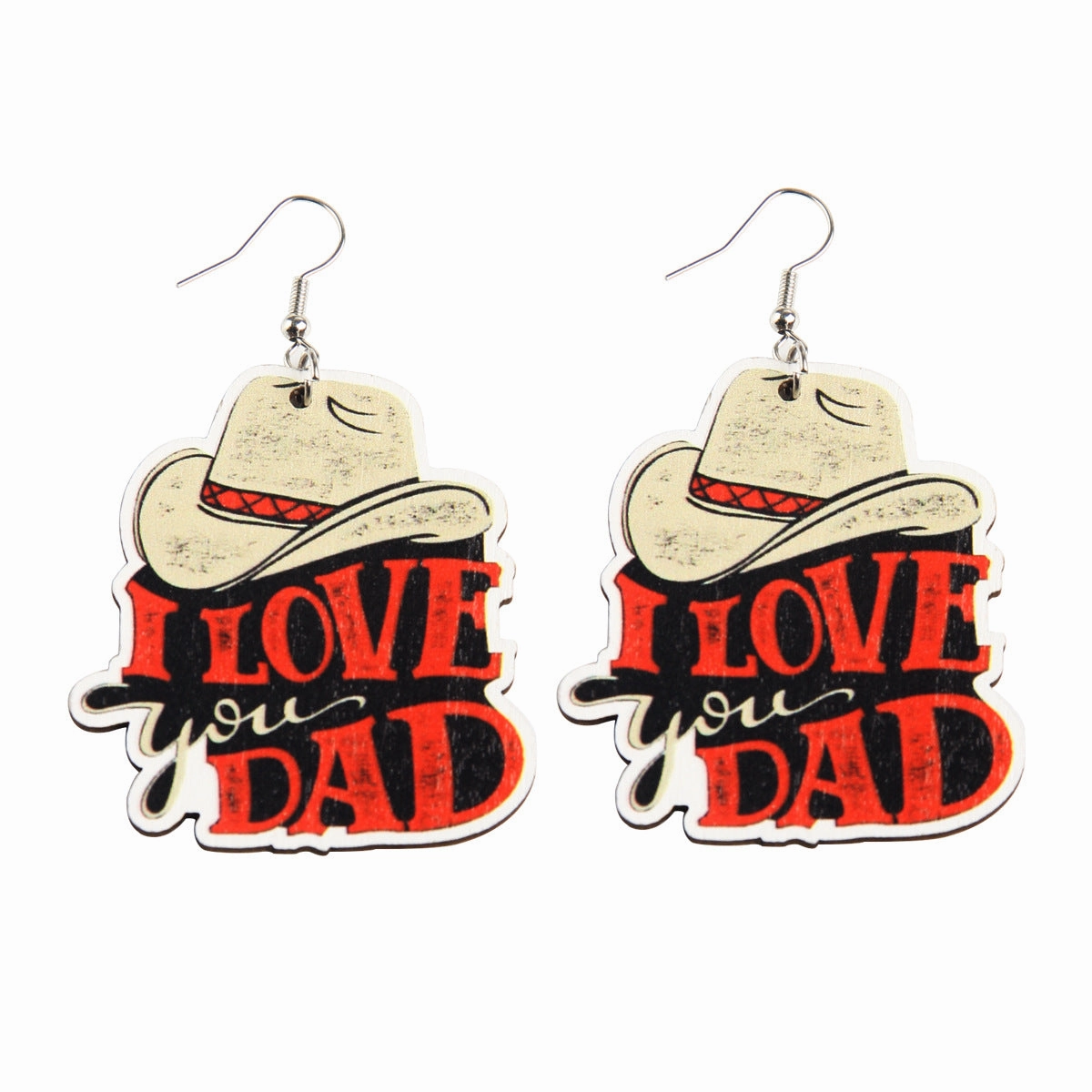 Wholesale Superman LOVEPAPA Printed Wooden Earrings