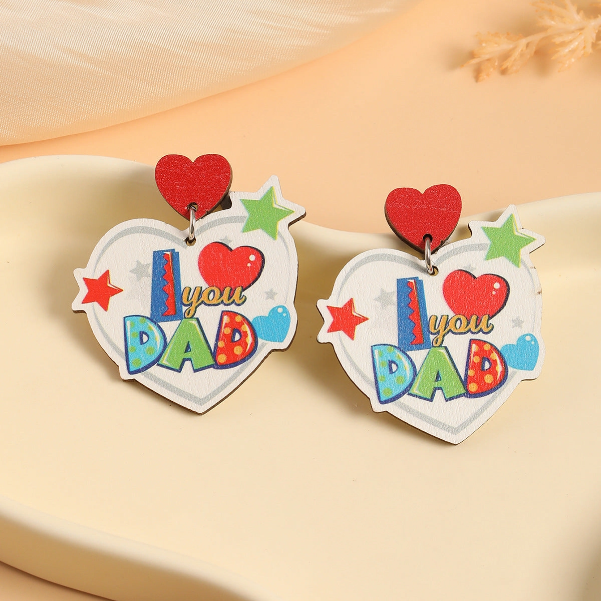 Wholesale Superman LOVEPAPA Printed Wooden Earrings