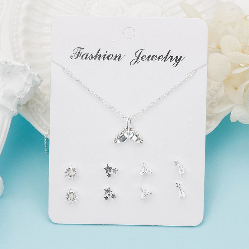 Wholesale Sweet Clavicle Chain Necklace Earrings Set