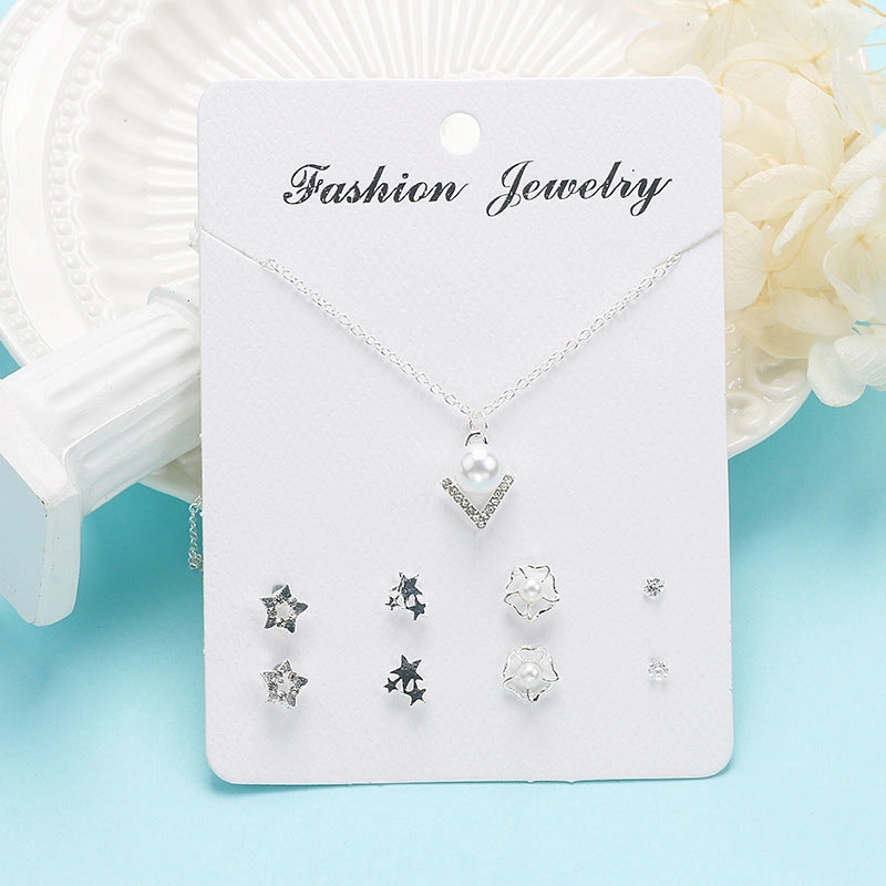 Wholesale Sweet Clavicle Chain Necklace Earrings Set