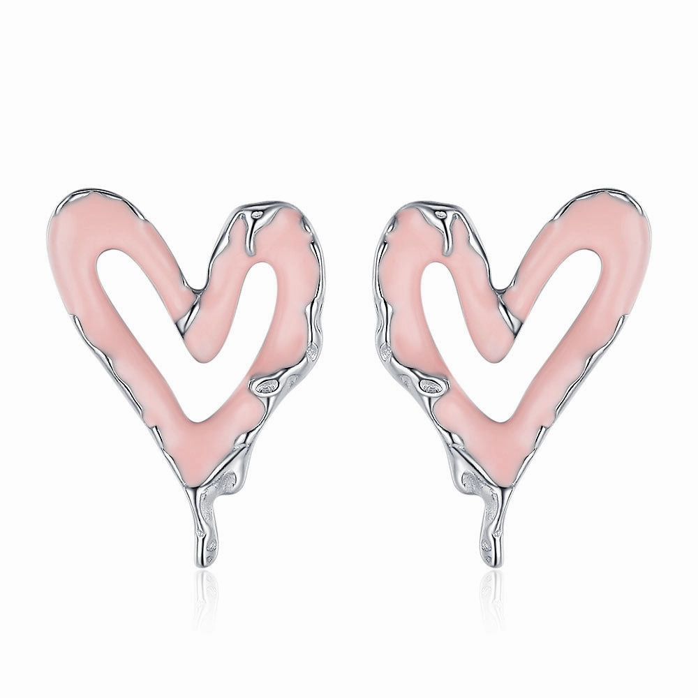 Wholesale Sweet Cool Heart Silver Earrings