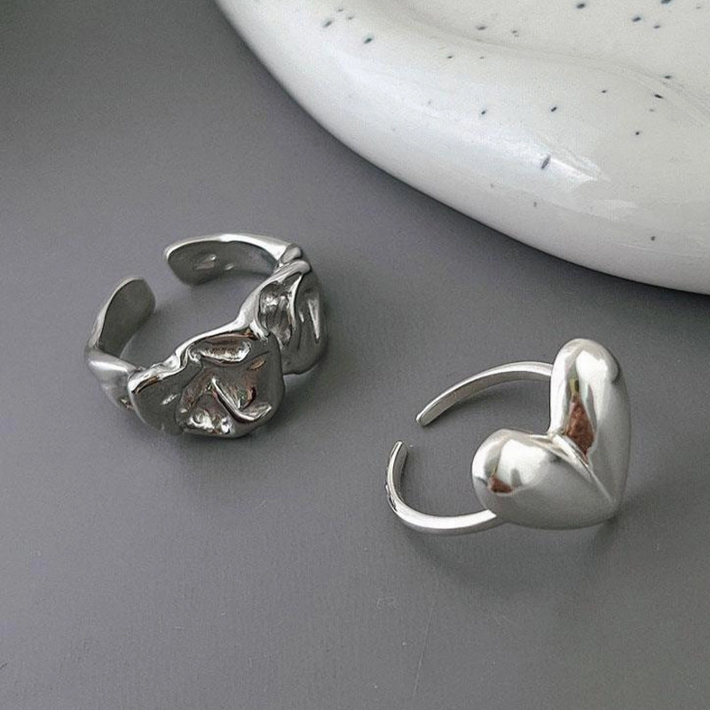 Wholesale Sweet Cool Love Ring Korean Style Ins Creative Peach Heart Open Ring Hip Hop Niche Food Finger Ring Fashion