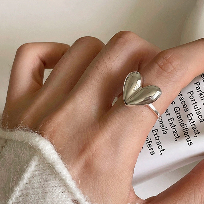 Wholesale Sweet Cool Love Ring Korean Style Ins Creative Peach Heart Open Ring Hip Hop Niche Food Finger Ring Fashion