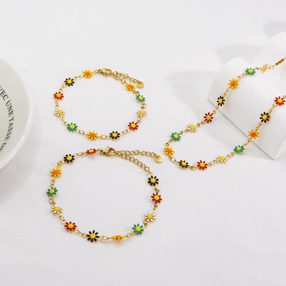 Wholesale Sweet Little Daisy Stainless Steel Necklaces