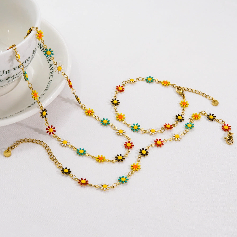Wholesale Sweet Little Daisy Stainless Steel Necklaces