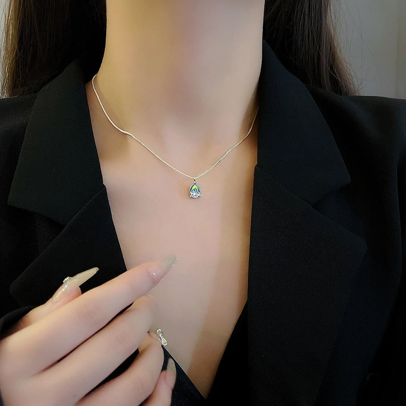 Wholesale Sweet Moonstone Clavicle Chain Water Drop Simple Necklaces