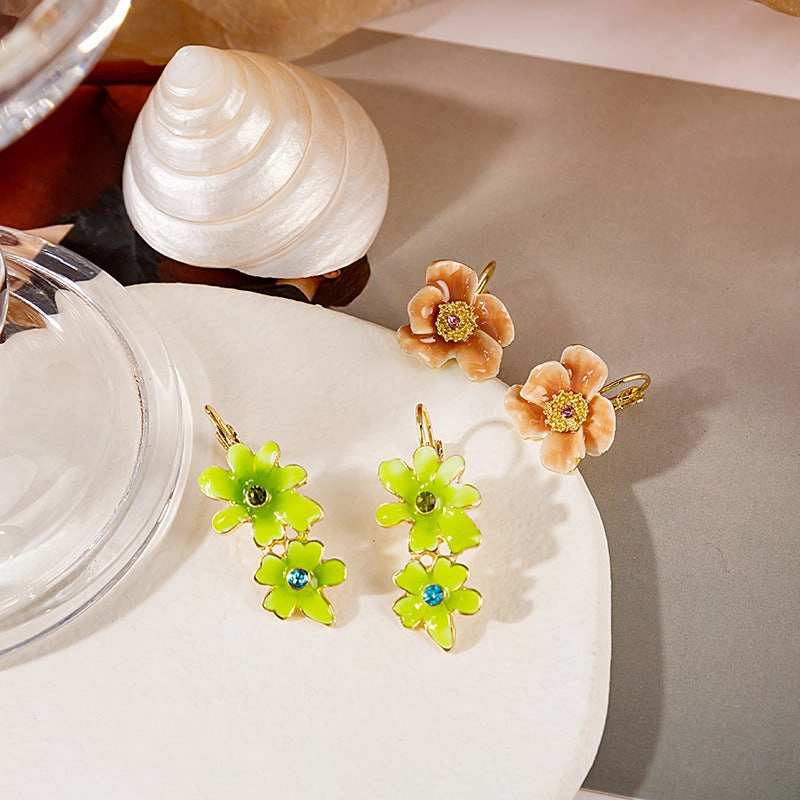 Wholesale Sweet Small Fresh Flower Alloy Earrings
