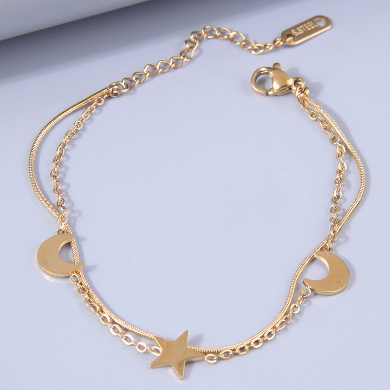 Wholesale Sweet Star Moon Titanium Steel Bracelet