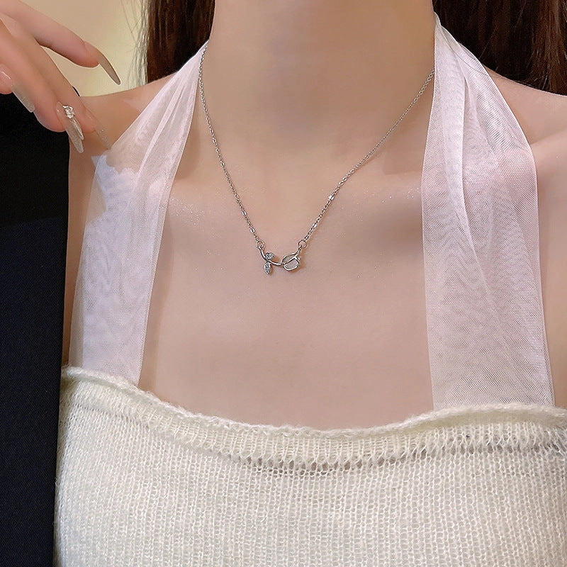 Wholesale Sweet Tulip Micro Paved Light Luxury Clavicle Necklaces