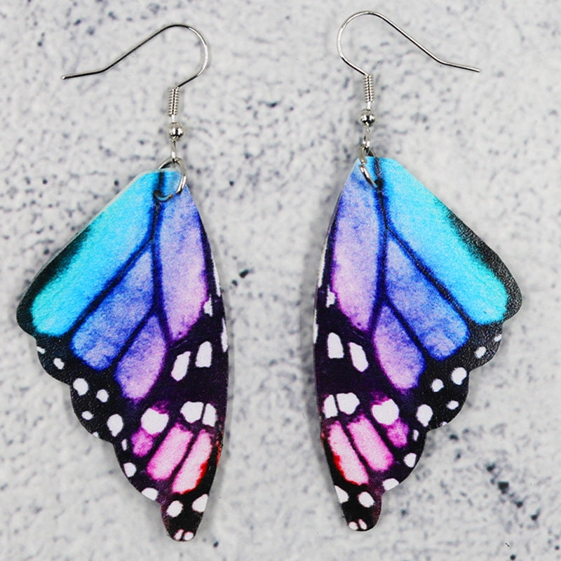 Wholesale Symmetrical Butterfly Wings Leather Earrings