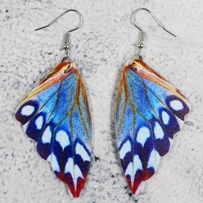 Wholesale Symmetrical Butterfly Wings Leather Earrings