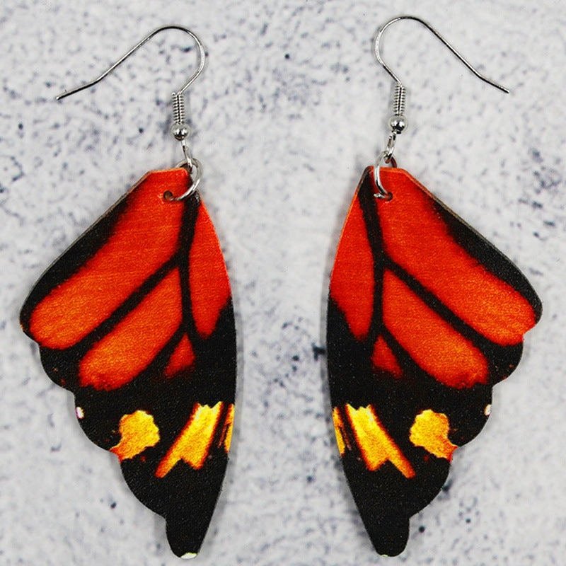 Wholesale Symmetrical Butterfly Wings Leather Earrings