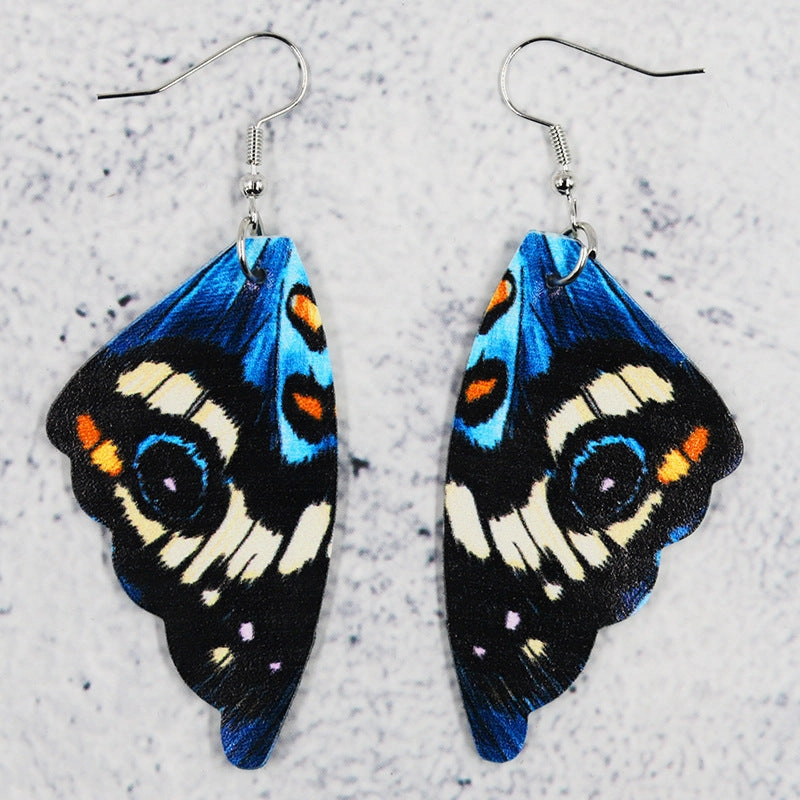 Wholesale Symmetrical Butterfly Wings Leather Earrings