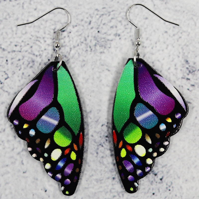 Wholesale Symmetrical Butterfly Wings Leather Earrings