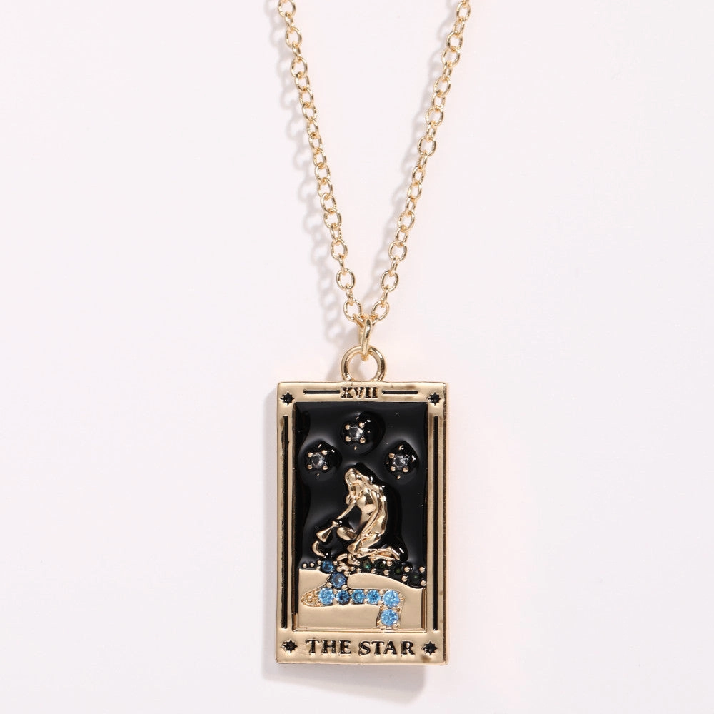 Wholesale TAROT Brand Tarot Necklace with Diamond Drops of Oil Plated with Gold