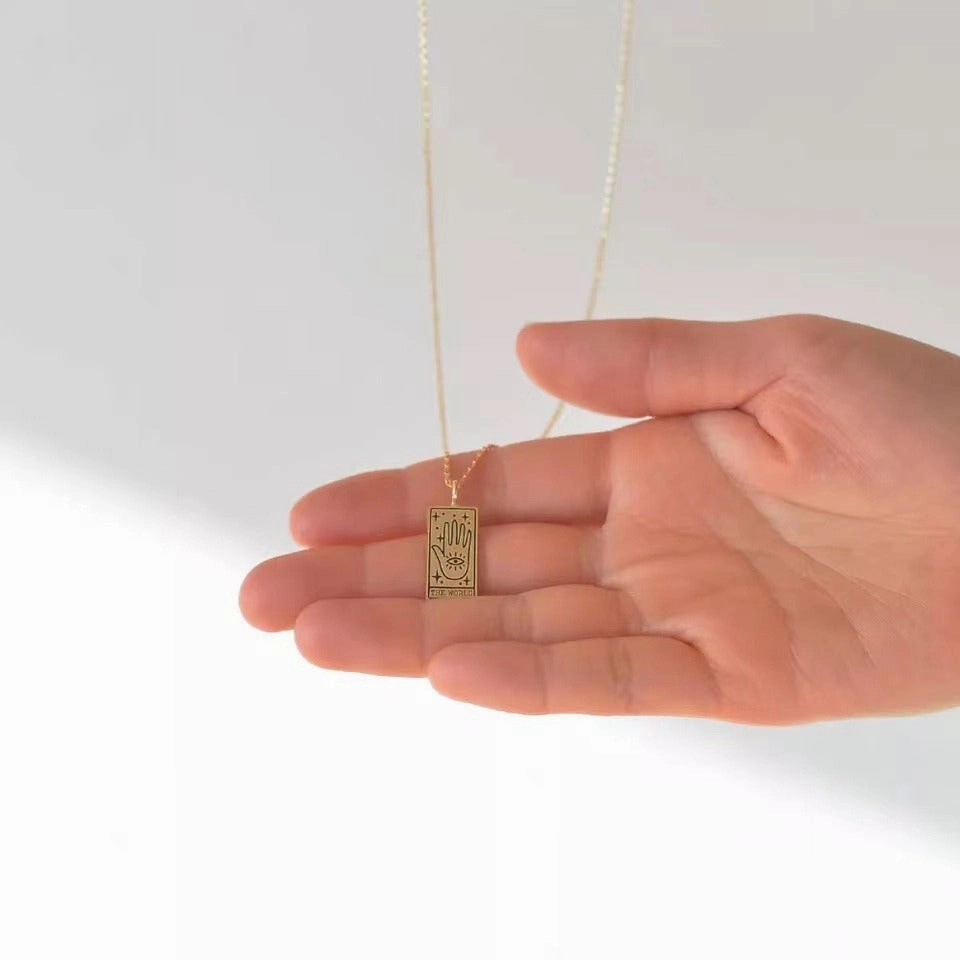 Wholesale Tarot Card Alloy Pendant Square Pendant Necklace