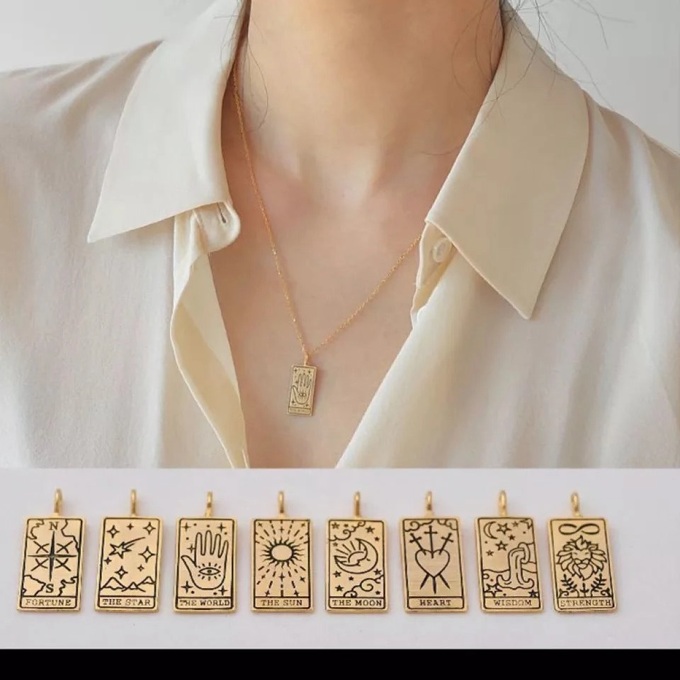 Wholesale Tarot Card Alloy Pendant Square Pendant Necklace
