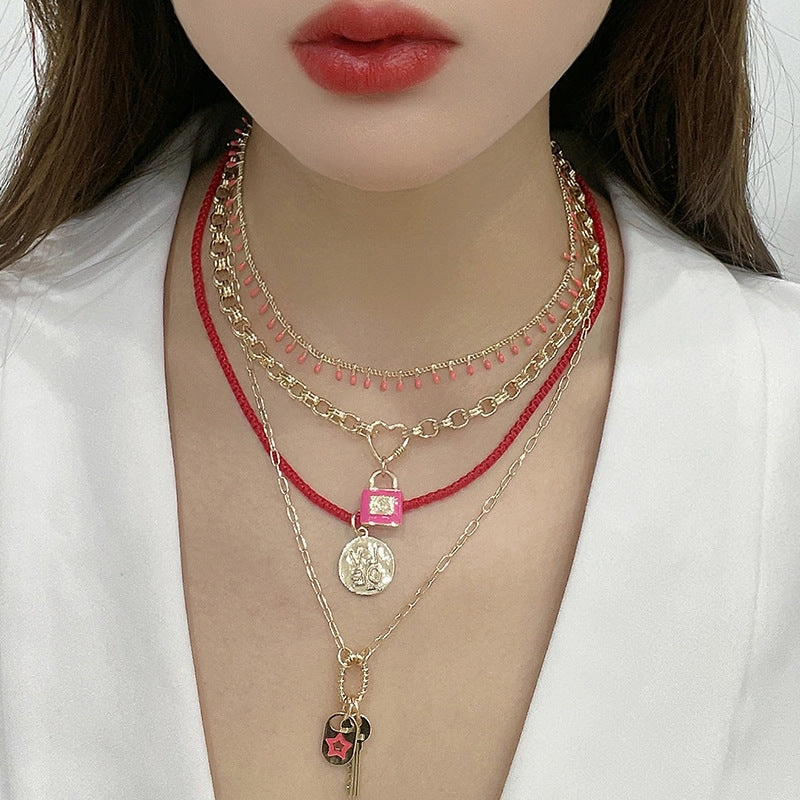 Wholesale Tarot Card Element Multi-layer Stacking Necklaces