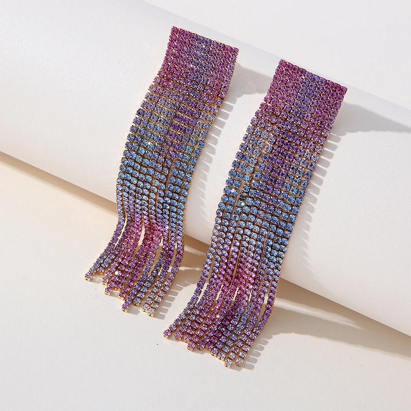 Wholesale Tassel Chain Full Diamond Earrings OLY-ES-SHY002