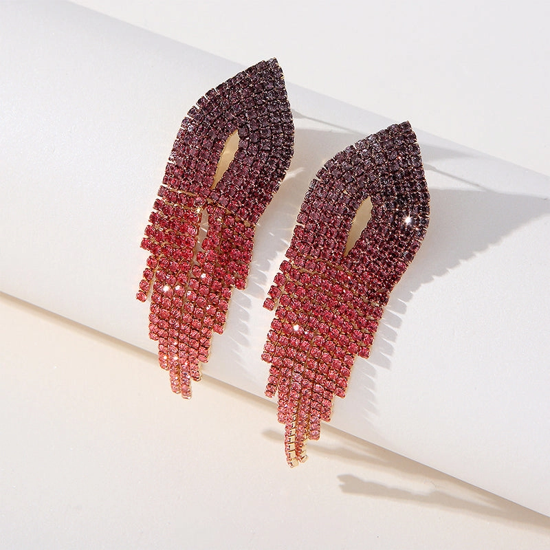 Wholesale Tassel Chain Full Diamond Earrings OLY-ES-SHY002