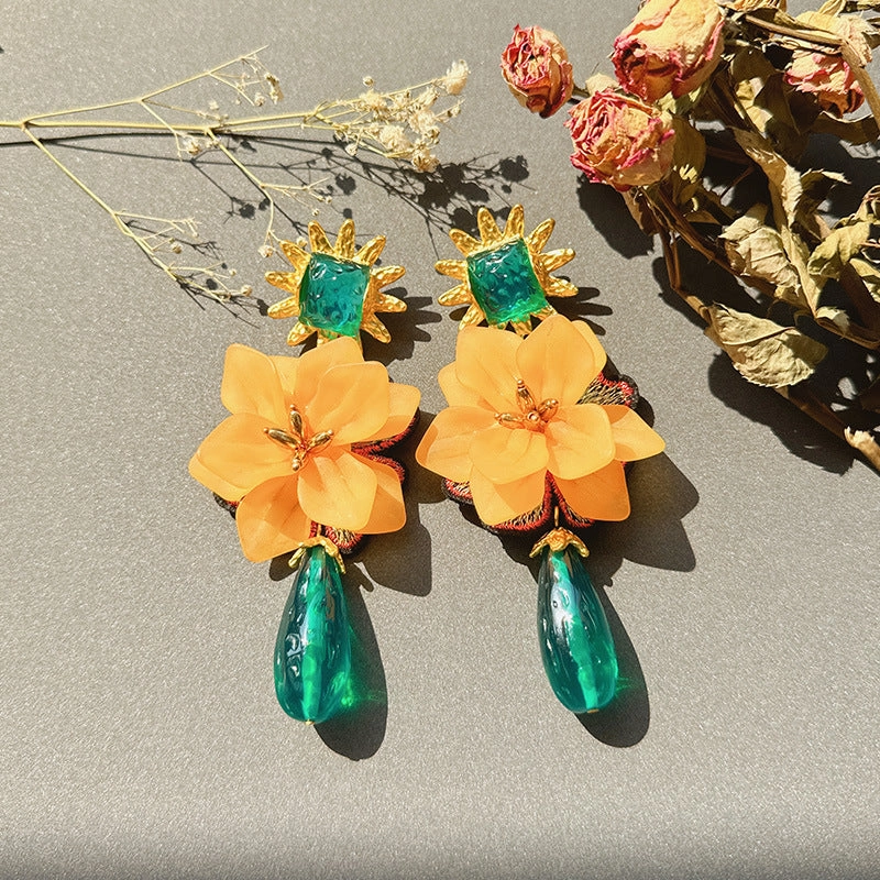 Wholesale Tassel Flower Alloy Cloth Resin ABS Pearl Earrings