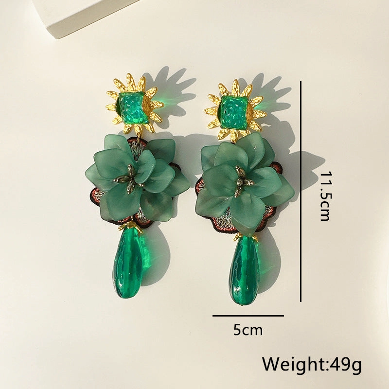 Wholesale Tassel Flower Alloy Cloth Resin ABS Pearl Earrings