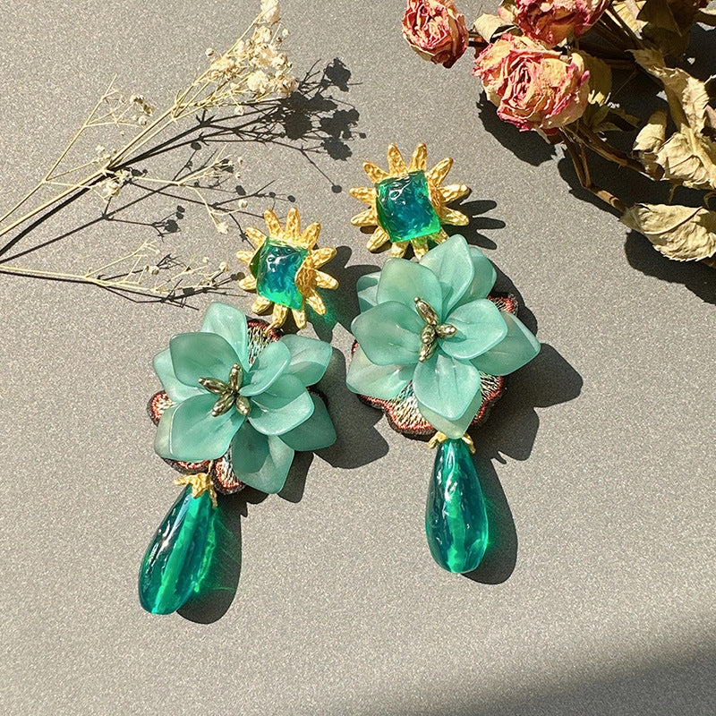 Wholesale Tassel Flower Alloy Cloth Resin ABS Pearl Earrings